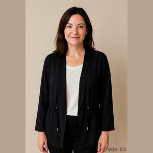 Zara faux suede, open draped cardigan with adjustable ties Medium normcore